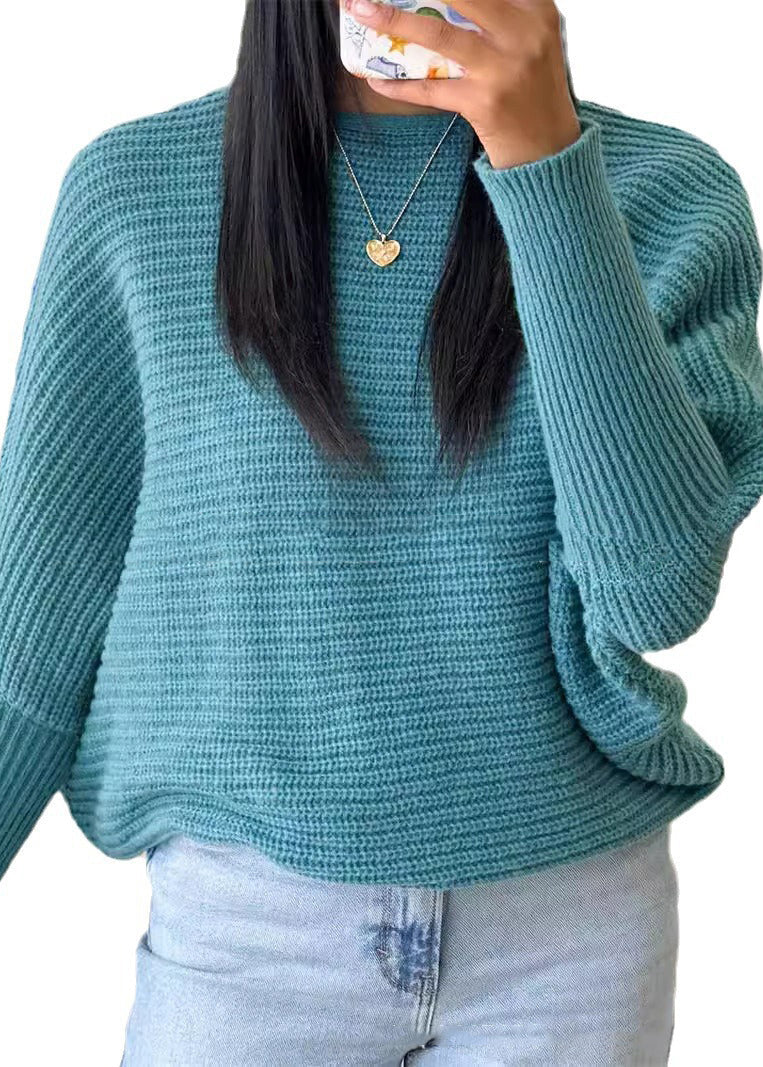 Caramel O Neck Thick Knitted Sweaters Tops Fall