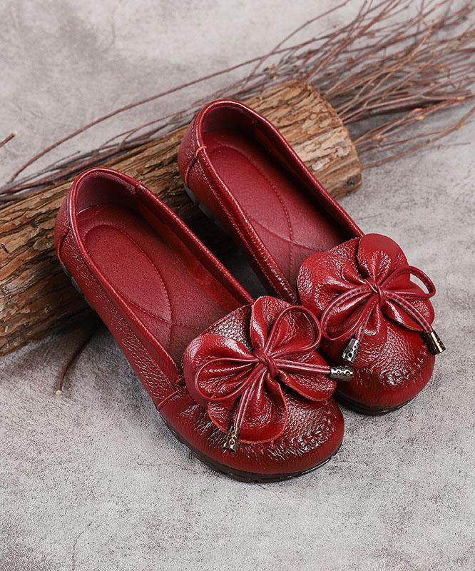 Black Bow Flat Shoes Genuine Leather Handmade Flat Shoes
