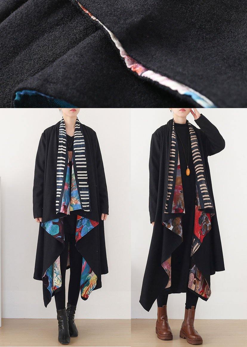 Boutique Black Green Retro Print Fall Cardigan Long Sleeve