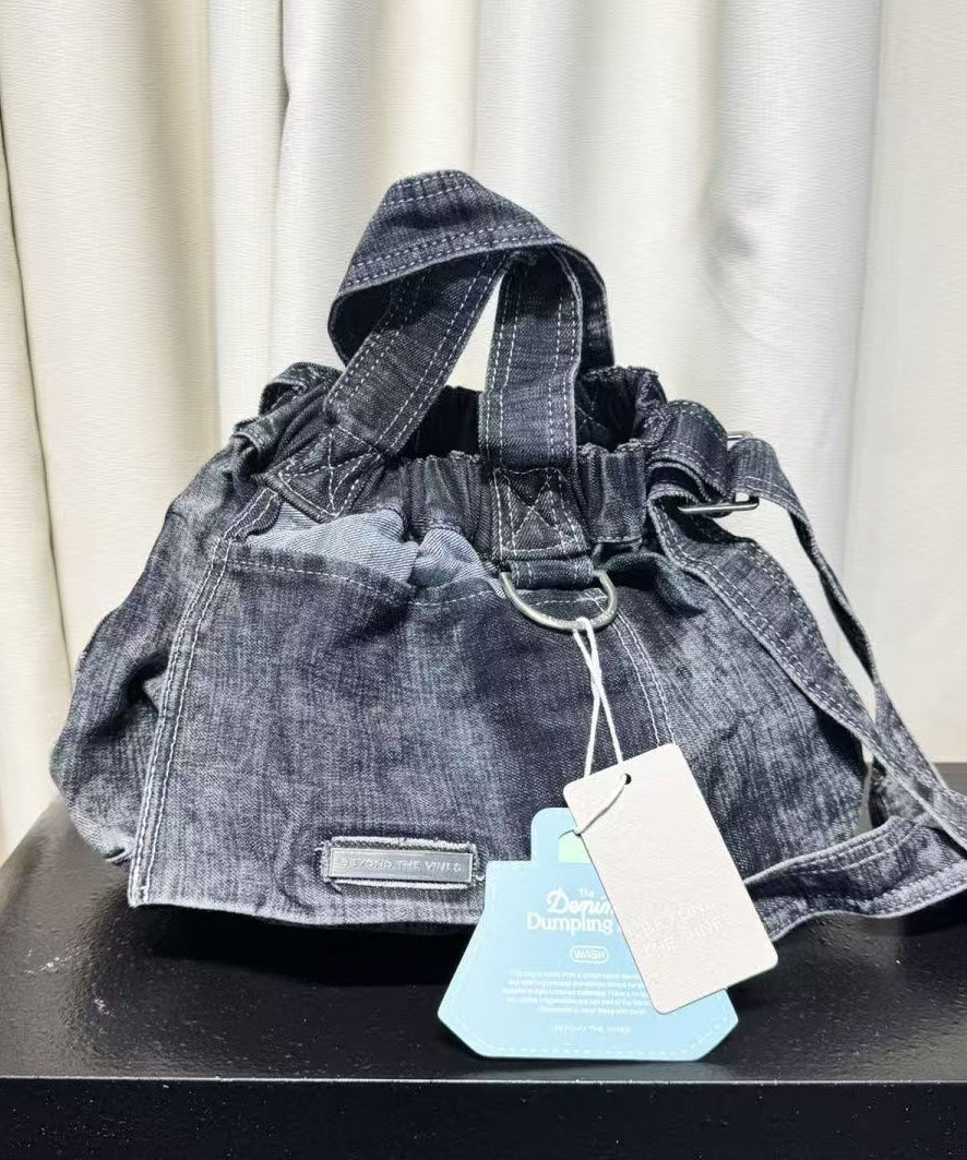 Classy Navy Durable Denim Tote Handbag