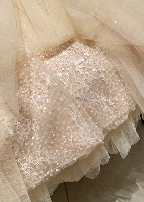 Pink Sequins Tulle Mini Dress Sleeveless