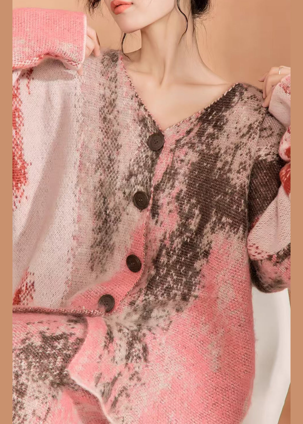 New Print Sweater Cardigan and Skirt Knitted Set for Autumn