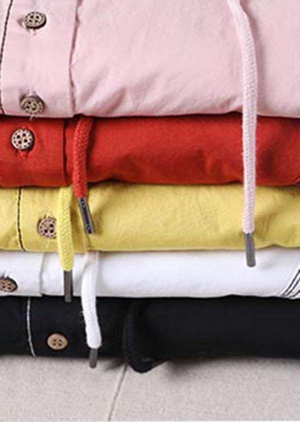 Italian Pink Hooded Cotton Shirt Summer