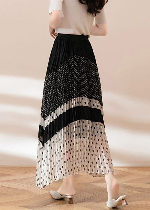 Black Dot Elastic Waist Chiffon Skirts Summer