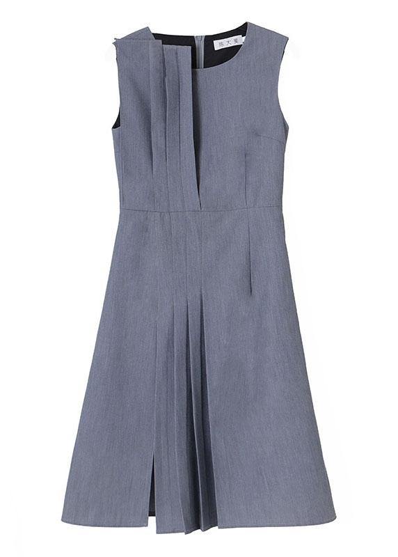 Grey Patchwork Cotton Asymmetrical Design Dresses