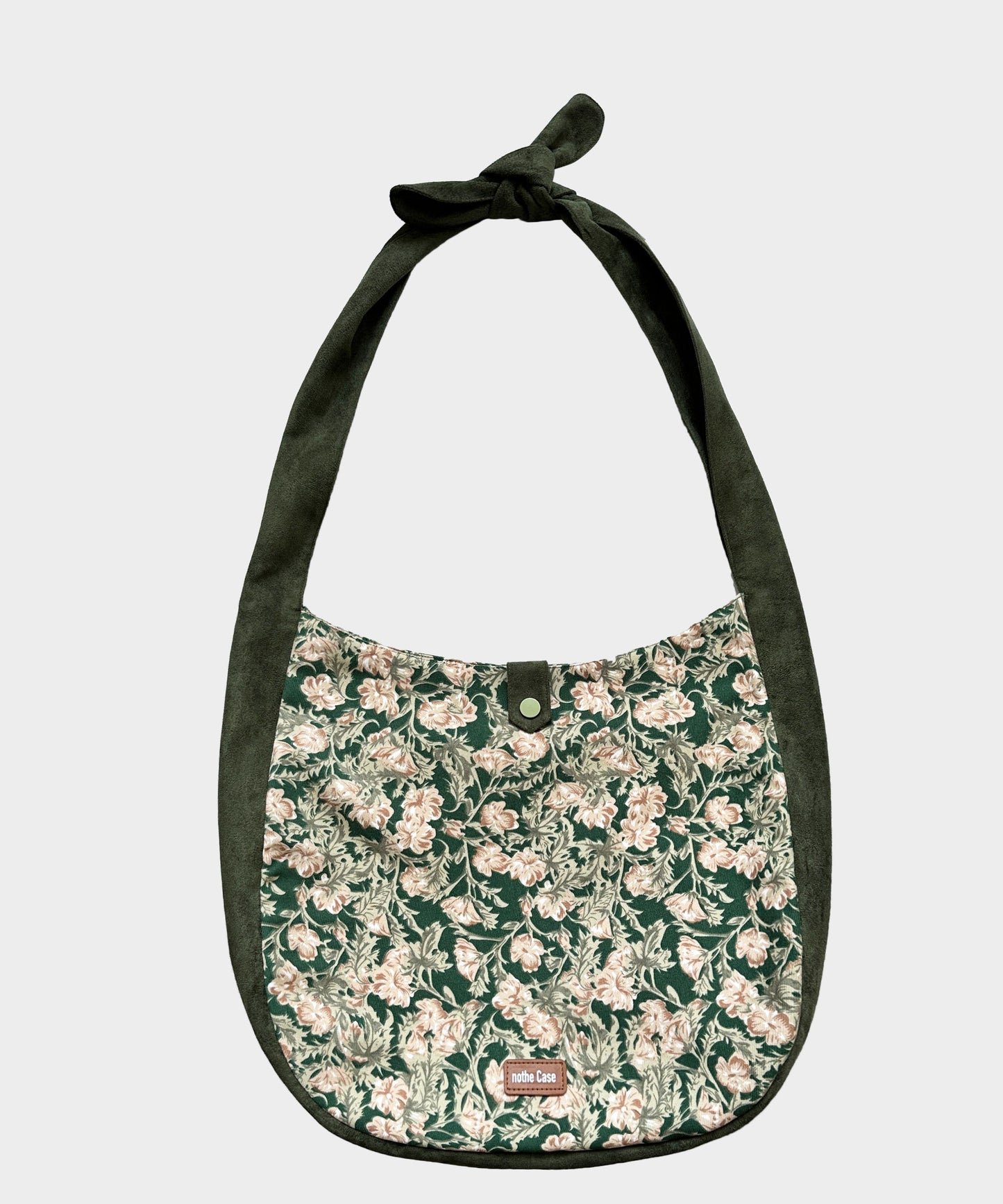 Green Print Patchwork Velour Satchel Handbag