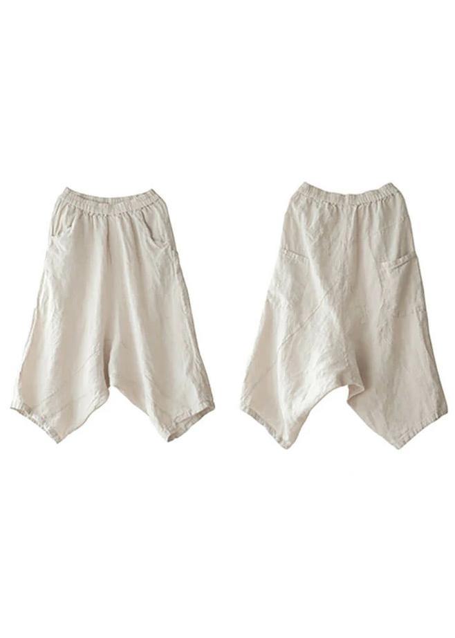 Beige Color Linen Pocket Pants
