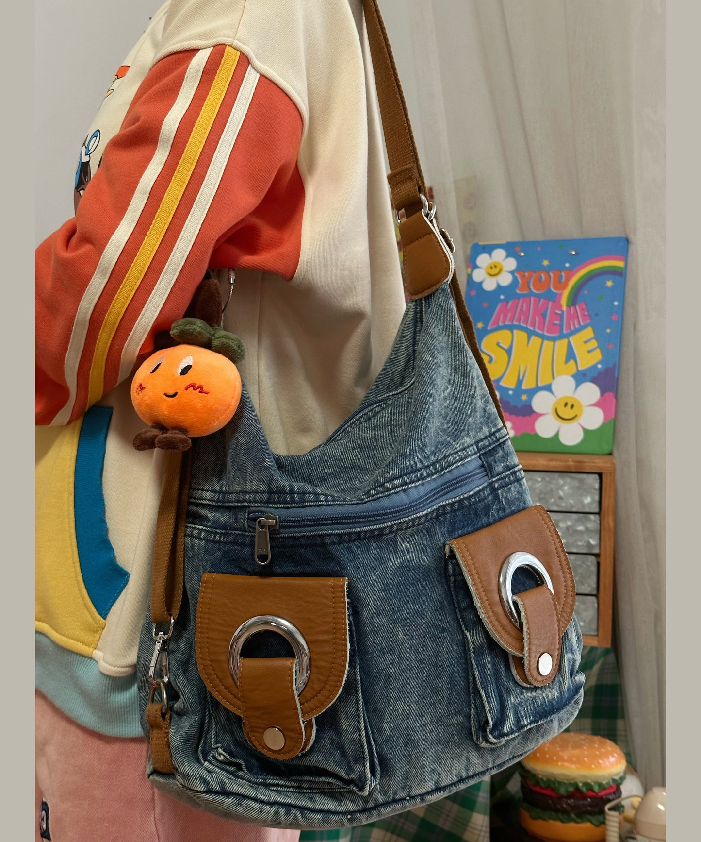 Versatile High-capacity Denim One Shoulder Crossbody Bag