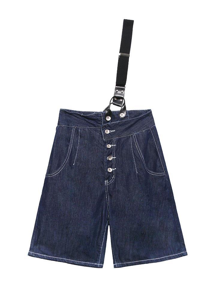 Summer Denim Blue Back With Button Five Pants