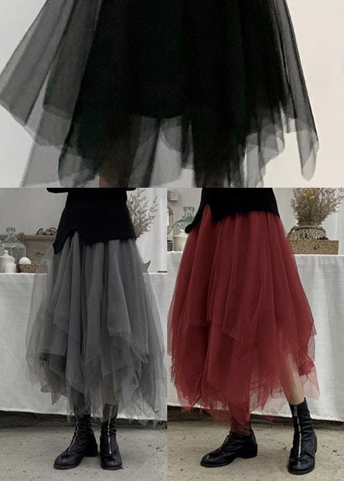 Mulberry Asymmetrical Tulle Skirts Spring