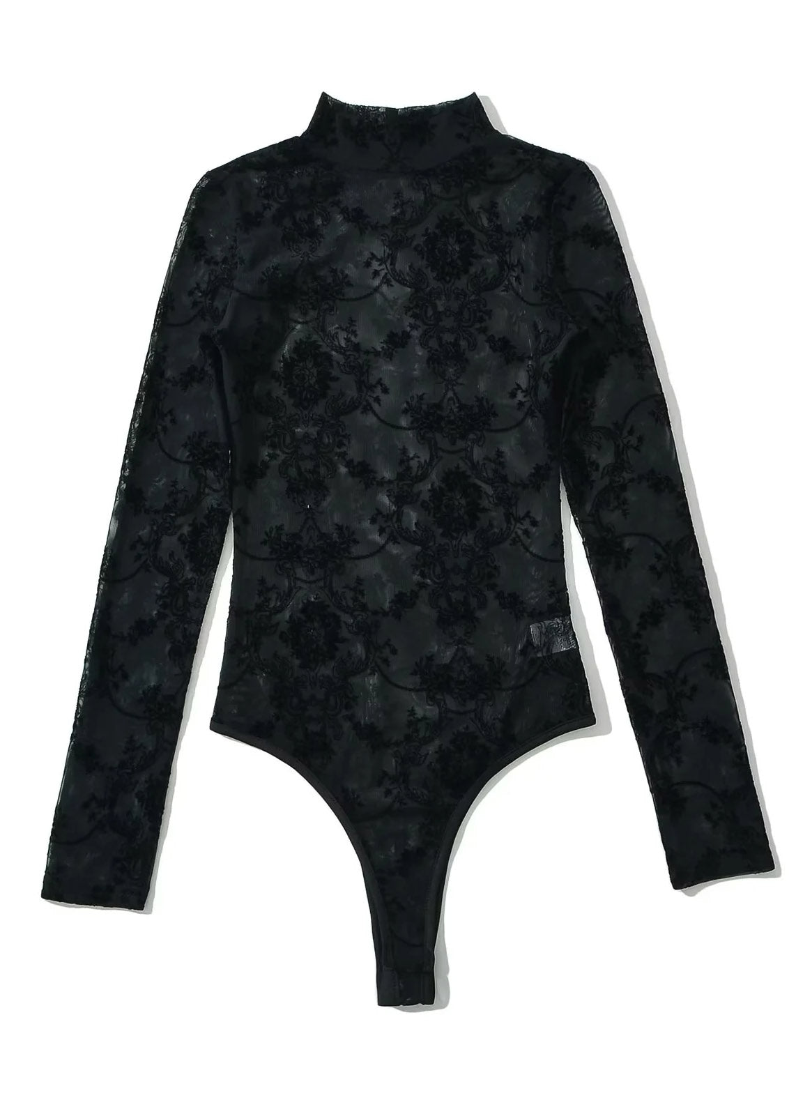 Black Sheer Tulle Bodysuit