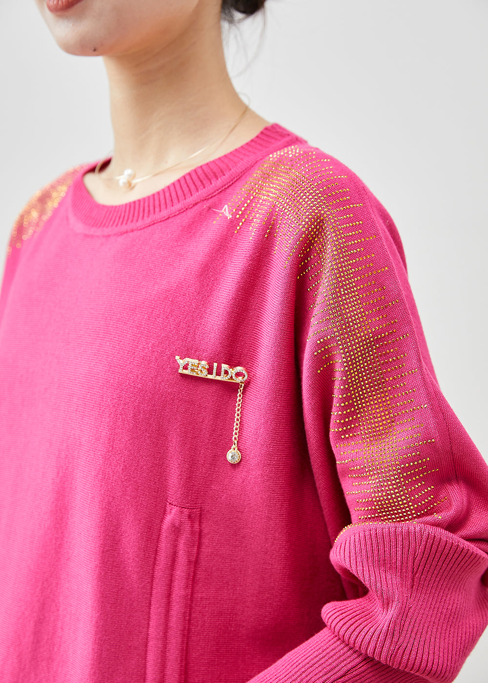 Rose Drawstring Knit Sweater Tops Spring