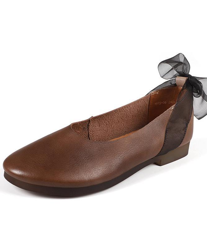 Chocolate Gladiator Flat Shoes Genuine Leather