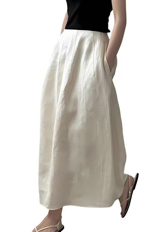 New Beige Pockets High Waist Cotton Skirts Summer