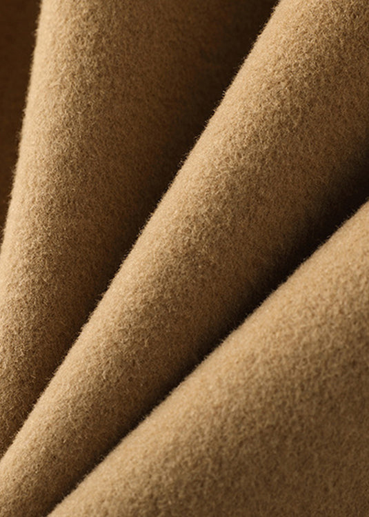 Camel Peter Pan Collar Button Woolen Long Coats Fall