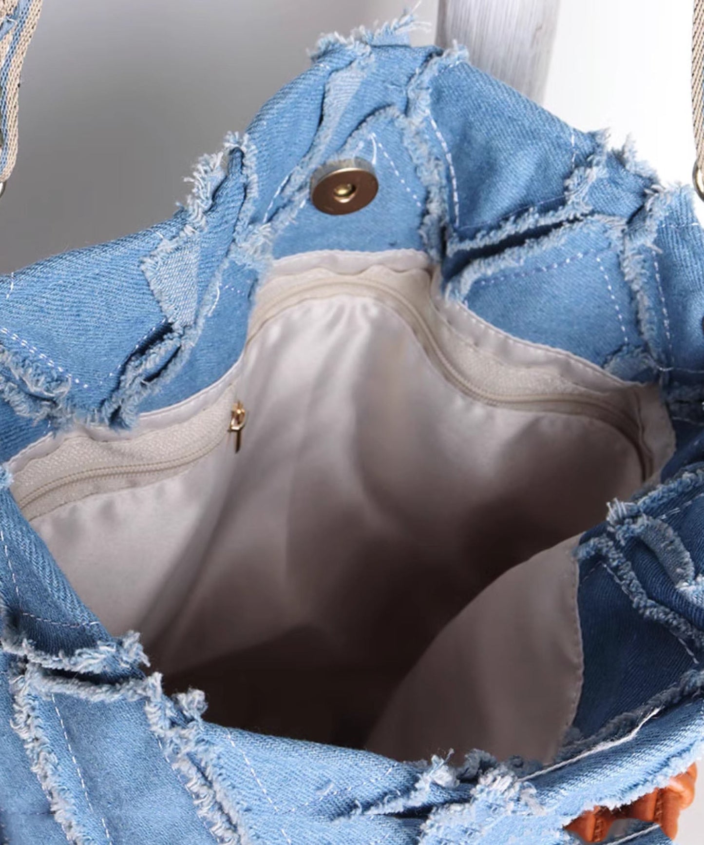 Blue Eyelash Large Capacity Denim Messenger Bag