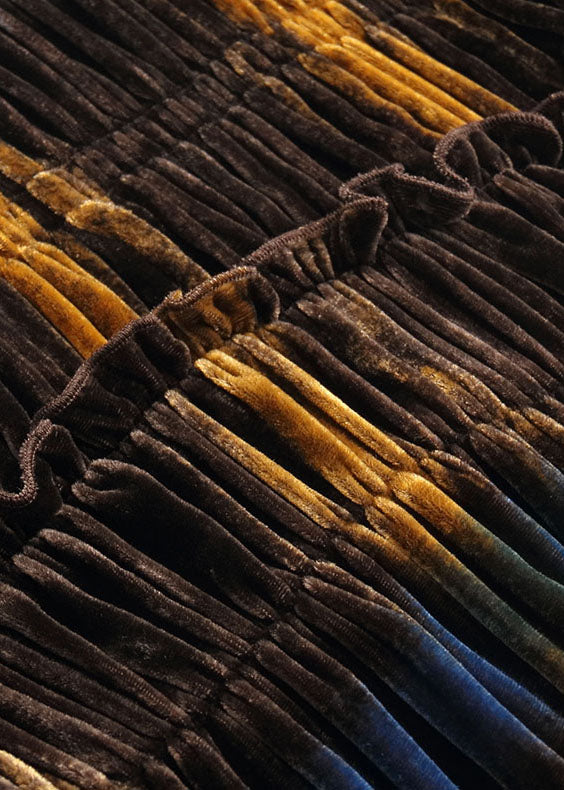 Gradient Color Wrinkled Velour Holiday Dress Winter