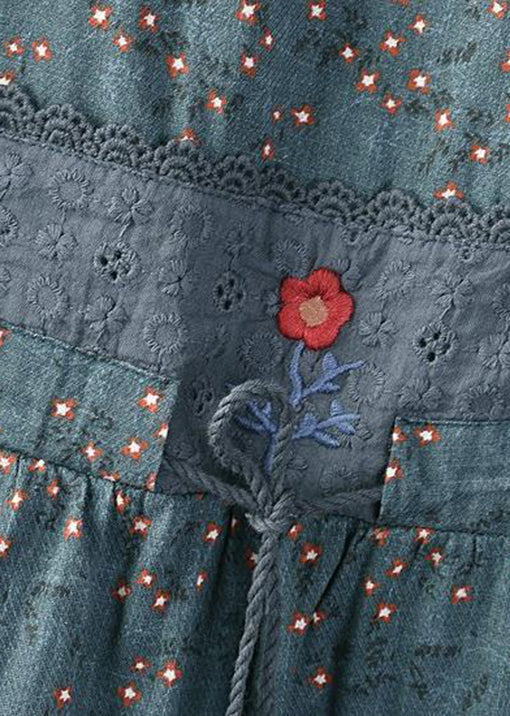 Orange Print Tie Waist Pockets Linen Dresses Spring