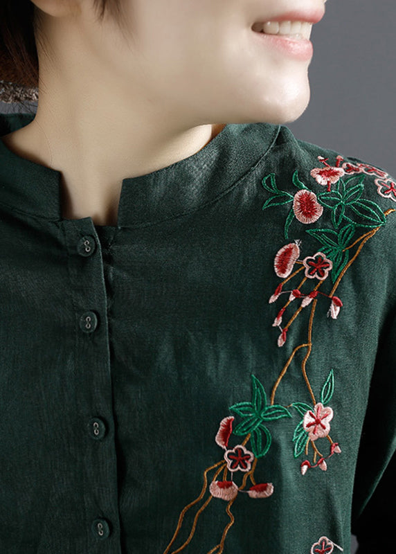 Classy Red Embroideried Linen Cinched Dresses Spring