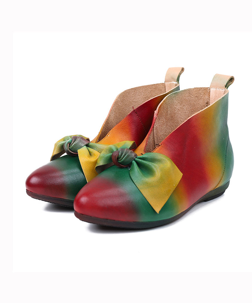 New Soft Flats Colorful Style Bow Ankle Boots