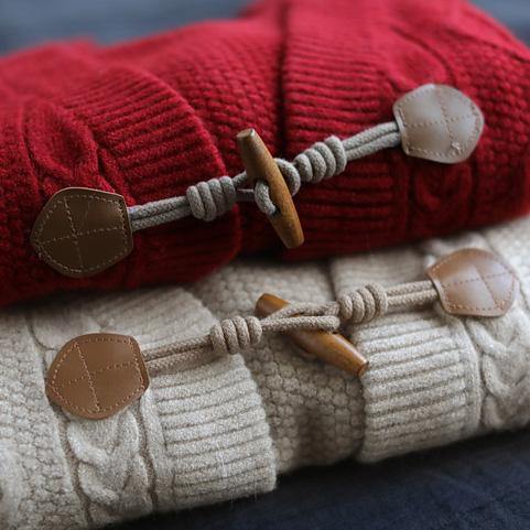 Aesthetic Red Knit Jacket Loose Fitting Loose Deer Print Knit Outwear