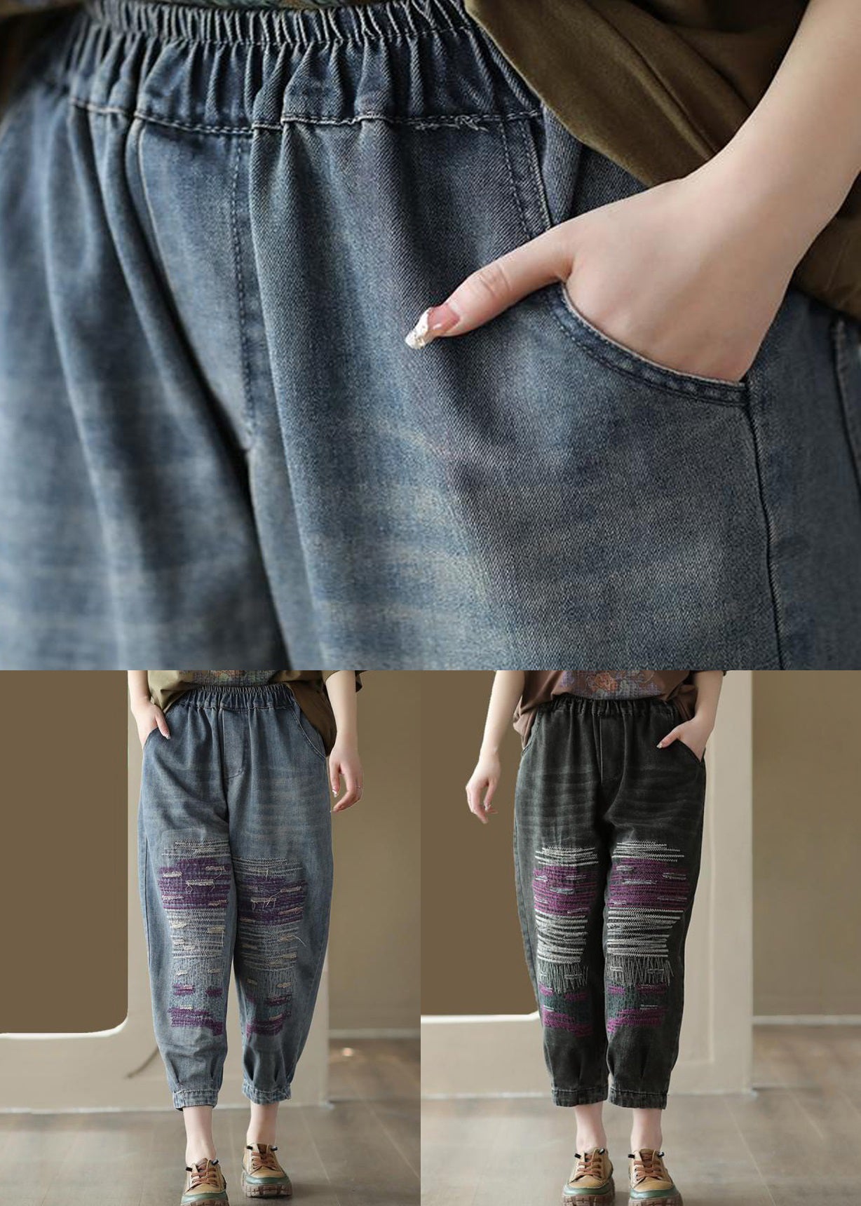 Blue Pockets High Waist Jeans Summer