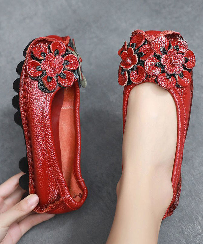 Black Cowhide Leather Splicing Flat Shoes for