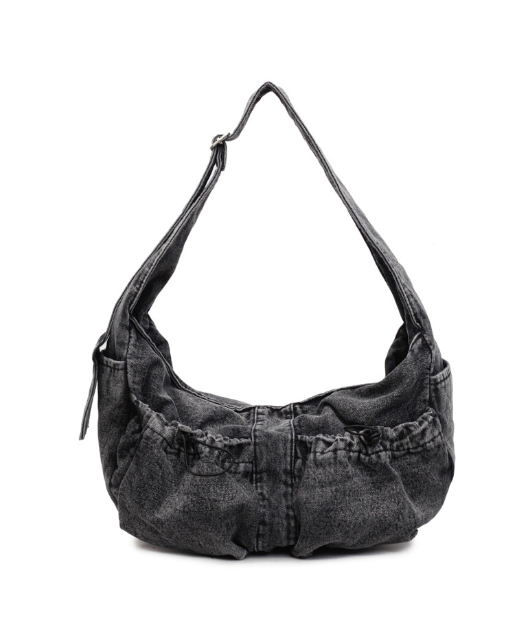 Blue Denim Pockets Large Capacity Crossbody Bag