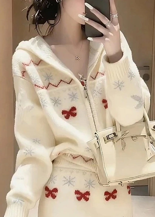 New Knitted Sweaters and Skirt Two Pieces Set Winter