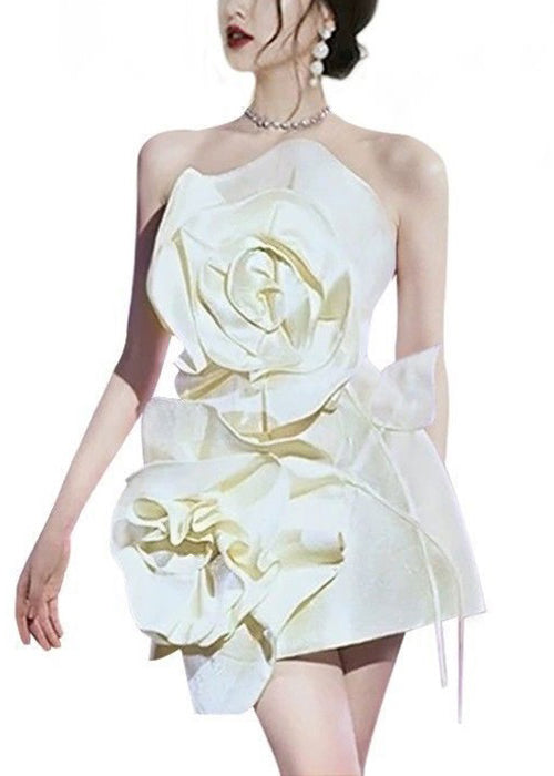 Novelty White Cotton Mid Dress Summer