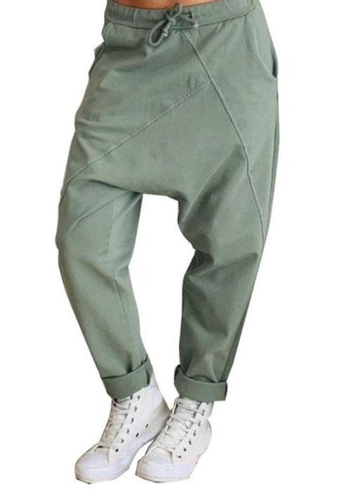 Loose Elastic Waist Harem Trousers Long Pants
