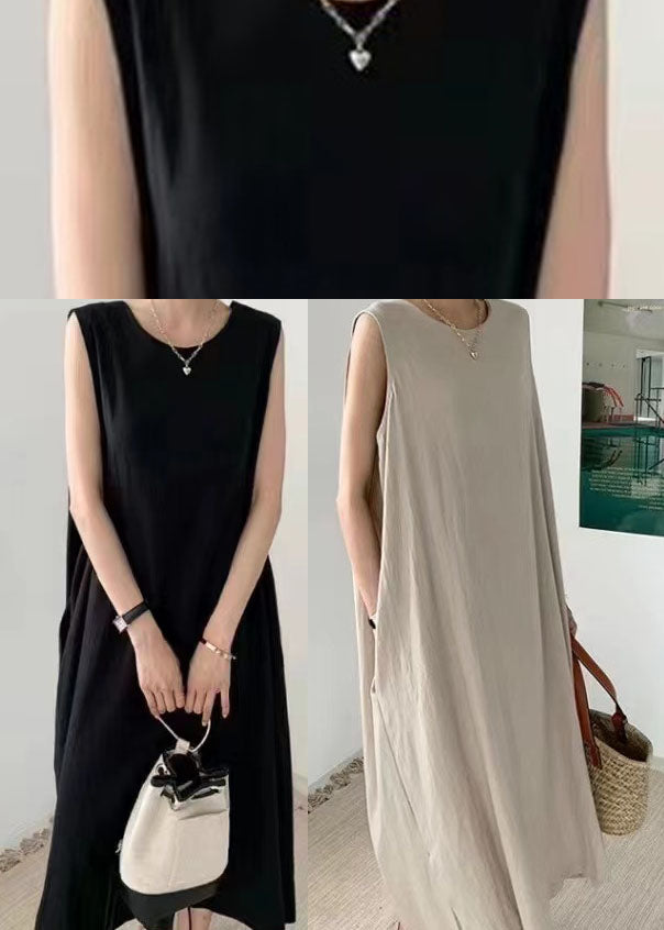 Apricot Pockets Side Open Dress Sleeveless