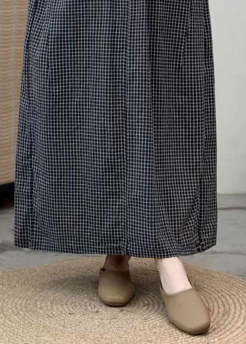 Boutique Black Oversized Plaid Cotton Skirts Summer