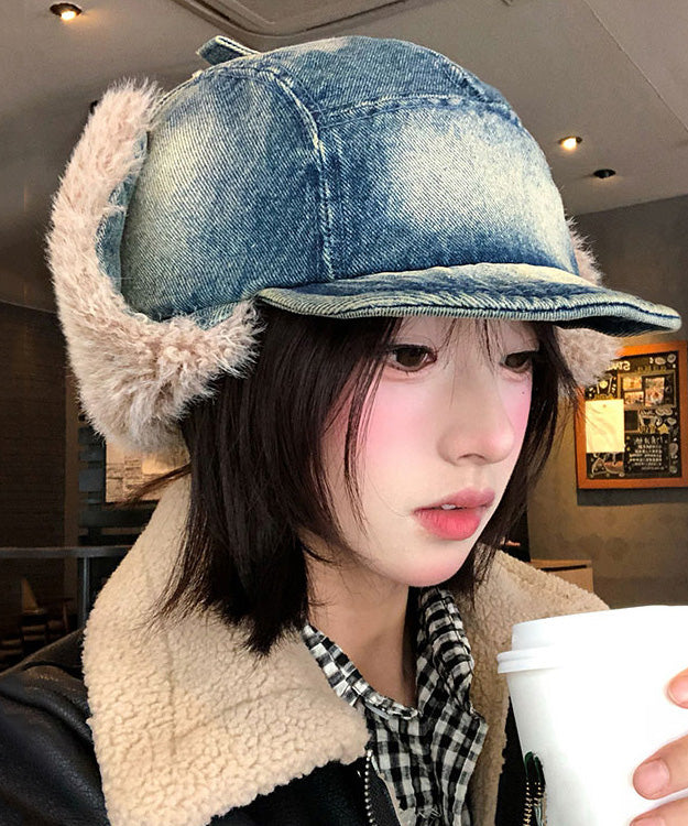 New Denim Winter Warm Fleece Ear Protection Hat