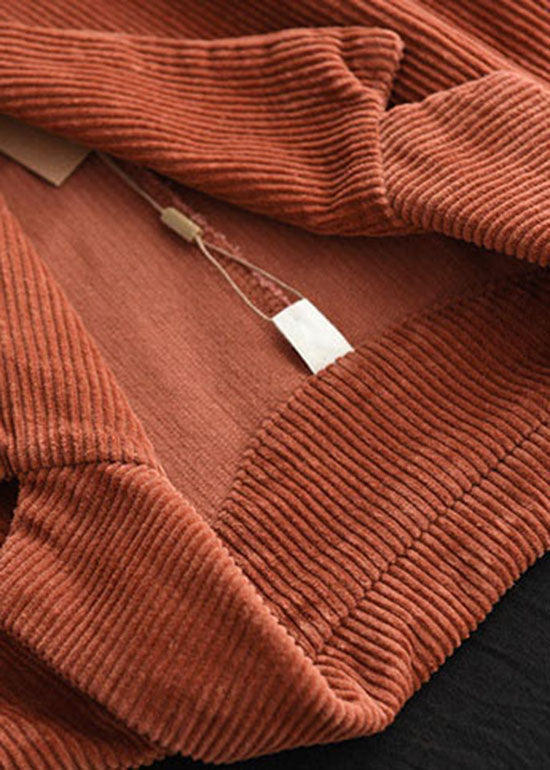 Caramel Button Pockets V Neck Corduroy Coats Spring
