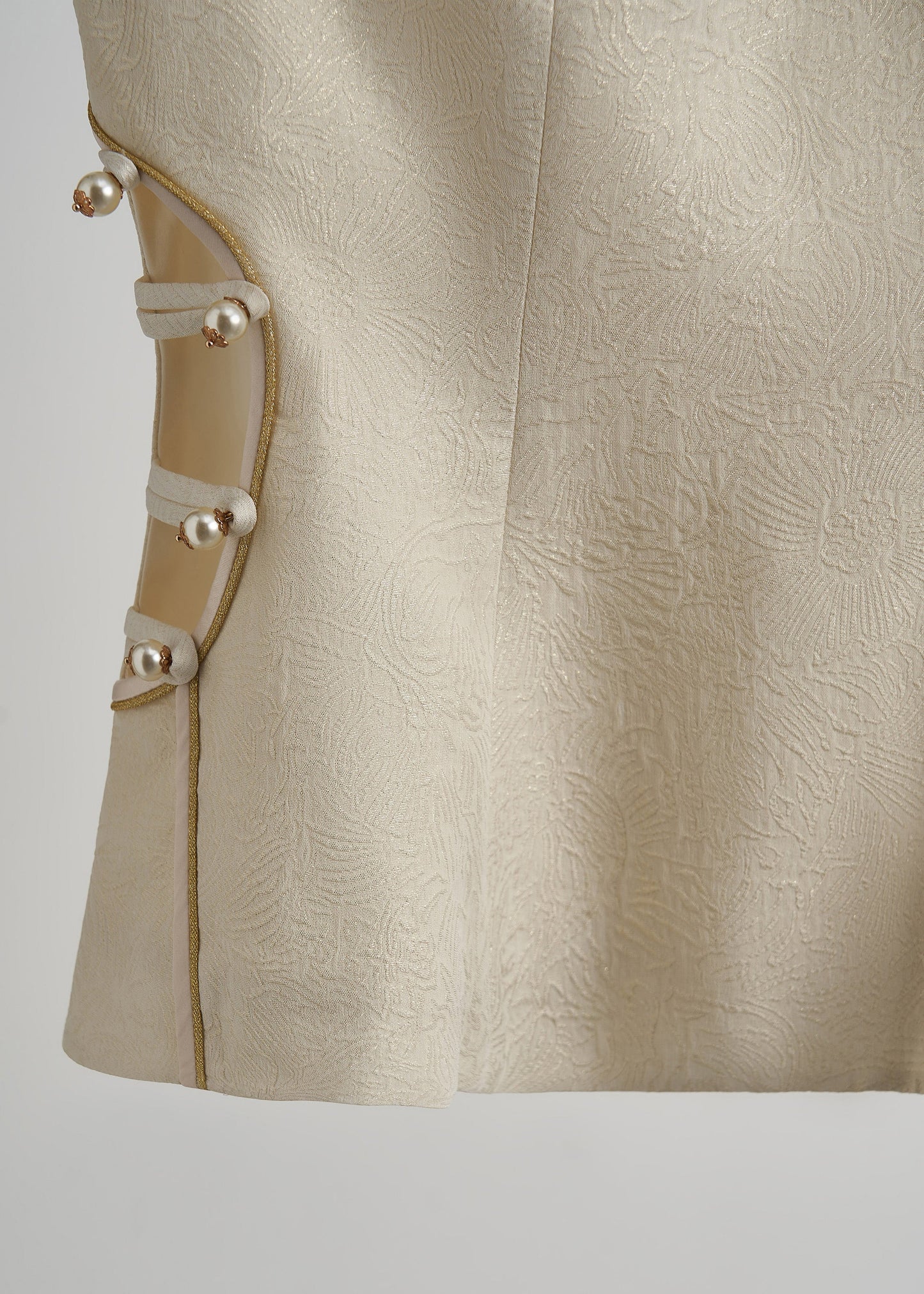 Beige Chinese Button Hollow Out Oriental Vests Fall