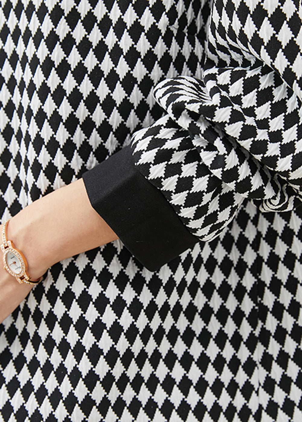 Black White Plaid Sailor Collar Cotton Dress Spring