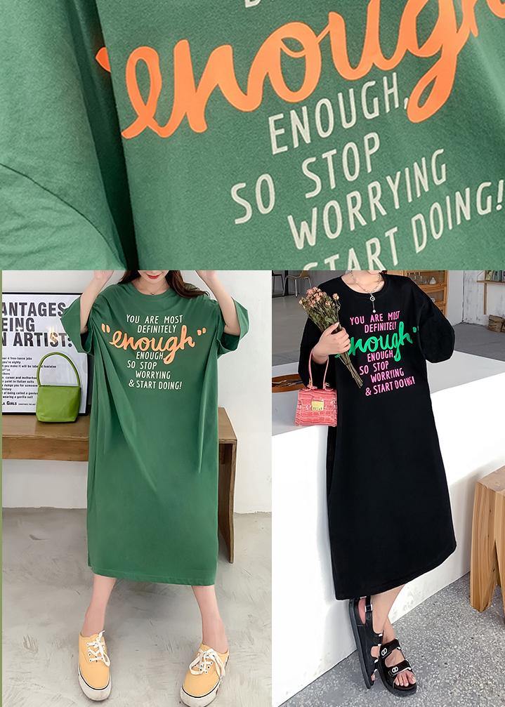 Diy Black Graphic Cotton Summer Dresses