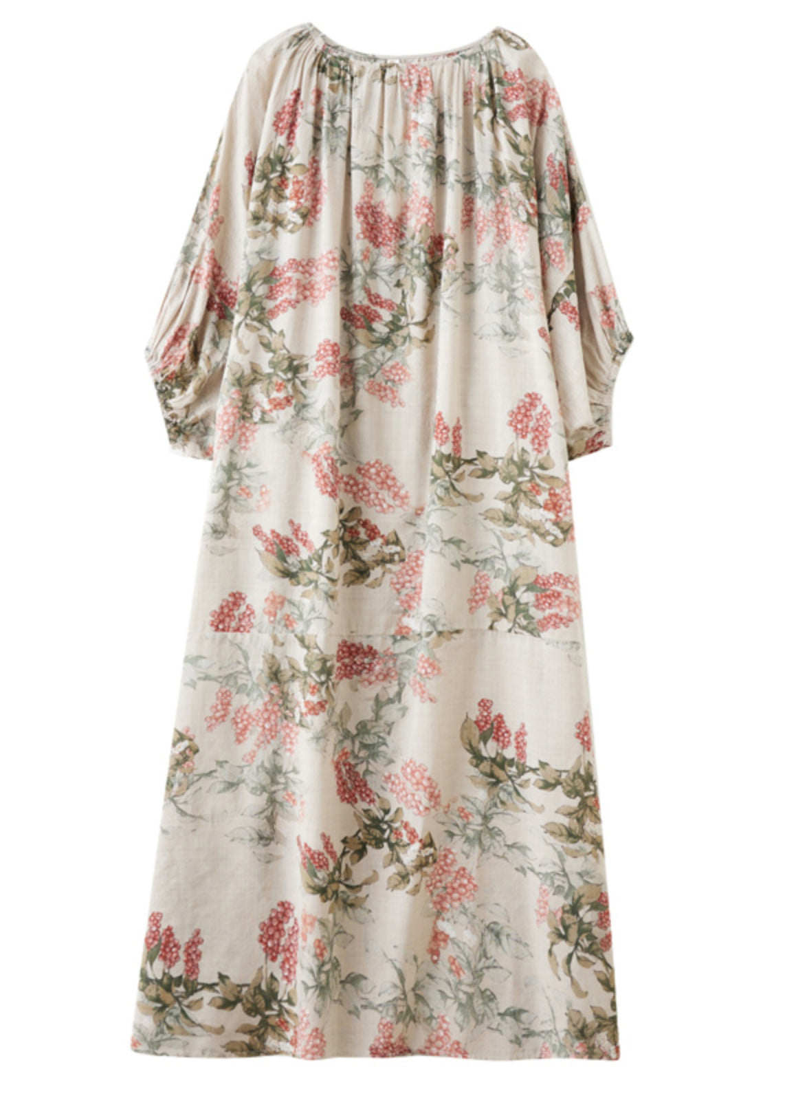 Red O-neck Print Wrinkled Vacation Dresses Half Sleeve