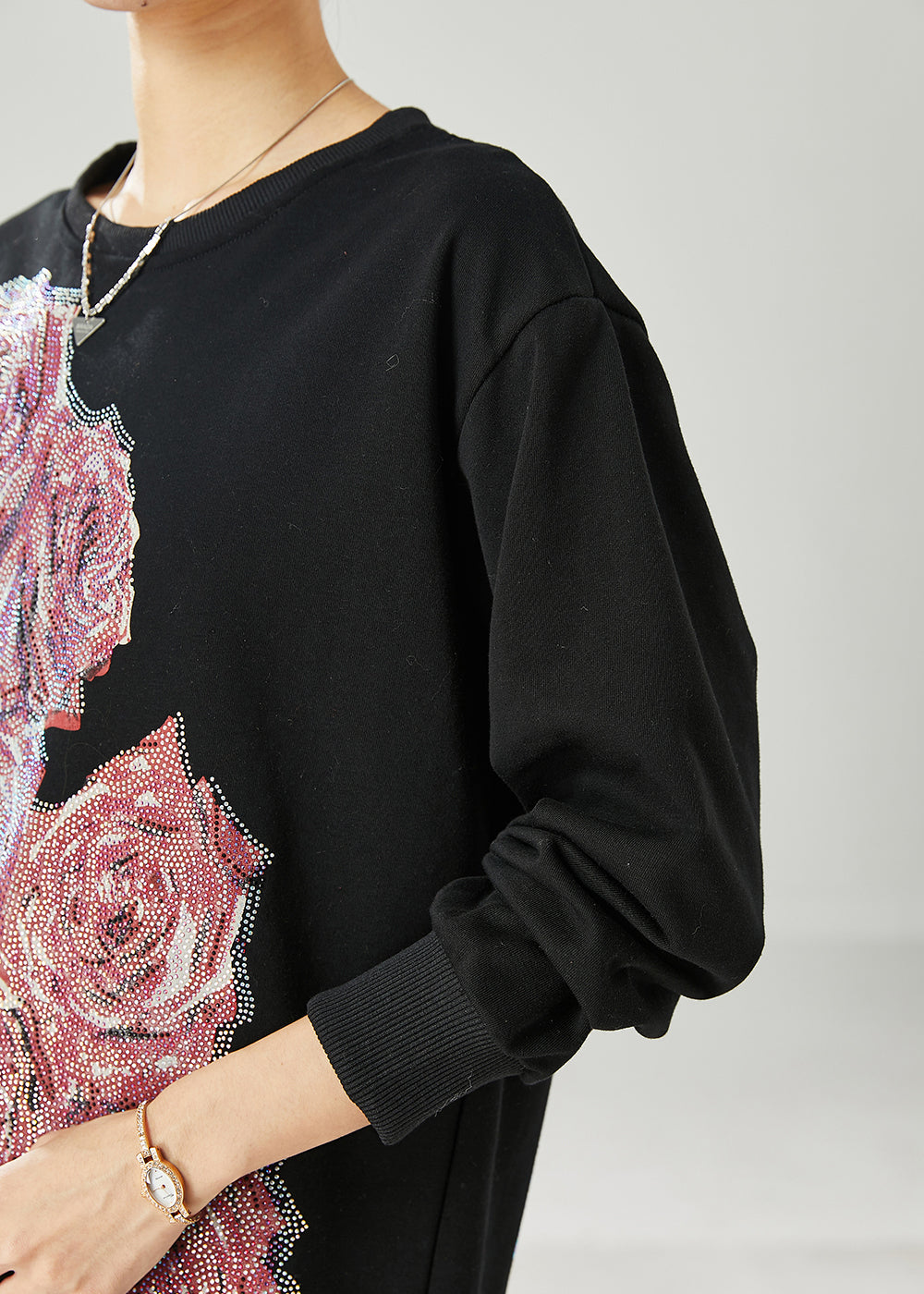 Diy Black Oversized Cotton Pullover Spring