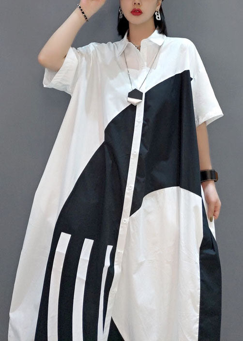 White Peter Pan Collar Print Party Long Dress Summer