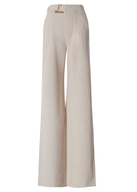 Beige High Waist Wide Leg Summer Pants