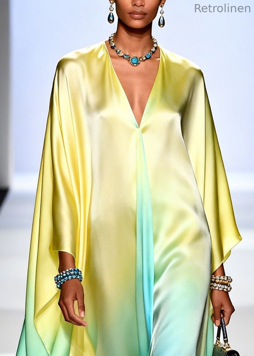 Classy Gradient Color Oversized Chiffon Holiday Dress Summer