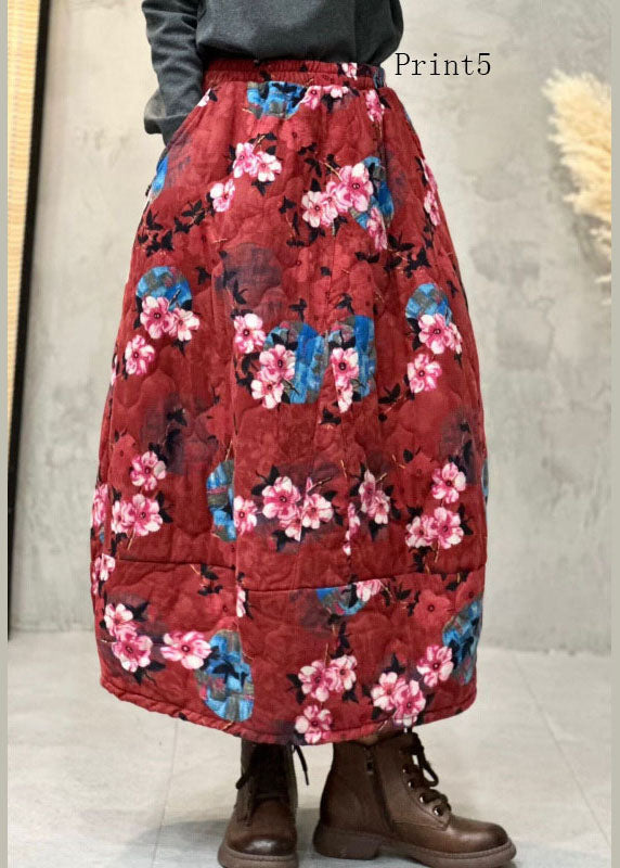 Print Elastic Waist Fine Cotton Filled Skirts Summer