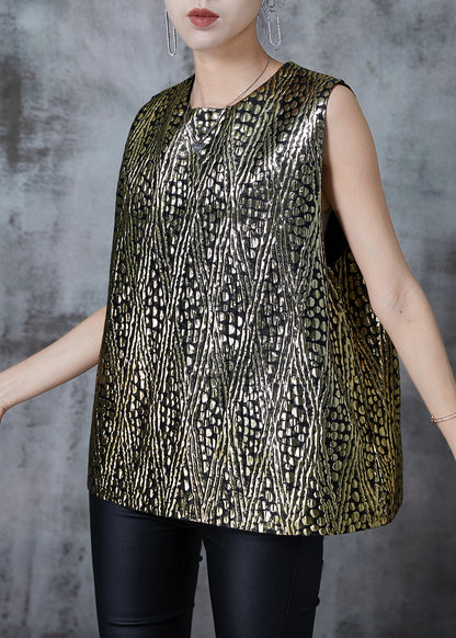 Golden Oversized Original Design Vest Sleeveless