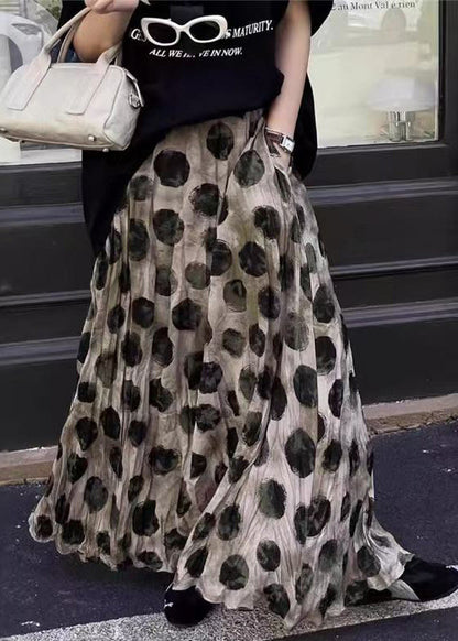 Loose Apricot Dot Pockets Cotton Skirt Summer