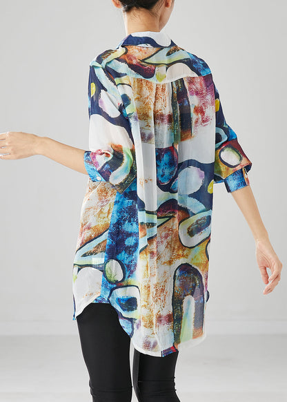 Organic Blue Oversized Tie Dye Cotton Tops Fall