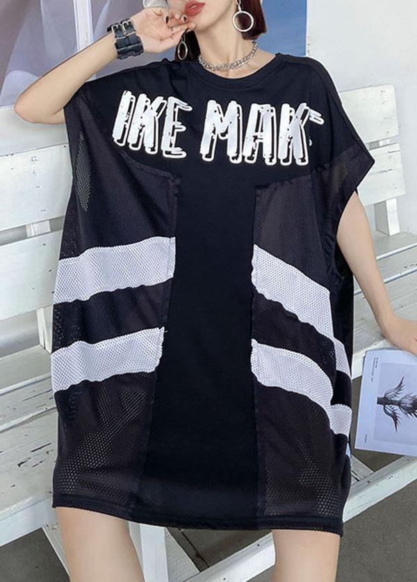 Boutique Black O-neck Patchwork Sleeve Less Dress
