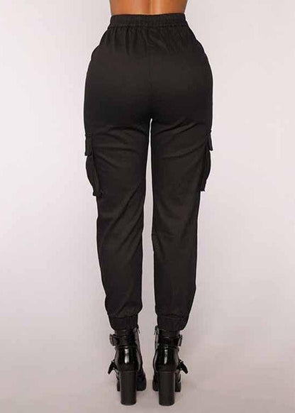 Color High Elastic Waist Harem Pants