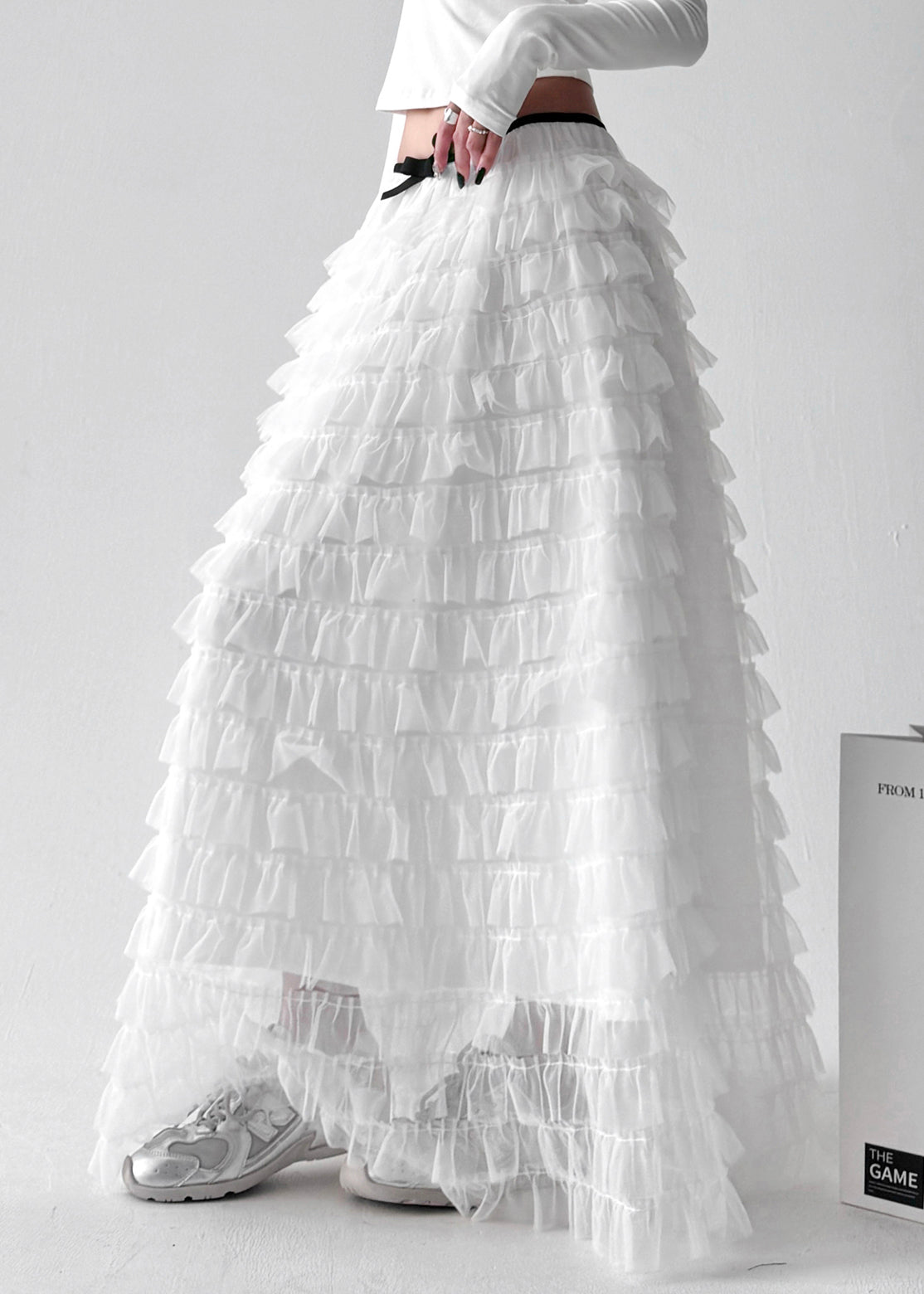 Boutique White Ruffled Layered Patchwork Tulle Skirts Fall